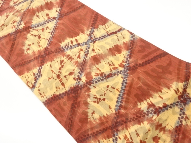 ふくれ織絞り襷に抽象模様洒落袋帯